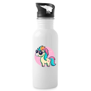 Rainbow Pony Glam-Brille - Trinkflasche mit integriertem Trinkhalm - Weiß - Rechts