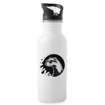 Ferret Urban Chic Schwarze Brille - Trinkflasche mit integriertem Trinkhalm - Weiß - Rechts