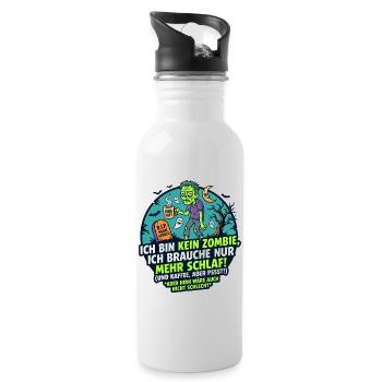 Zombie Schlaf Kaffee lustiger Spruch - Trinkflasche mit integriertem Trinkhalm - Weiß - Rechts