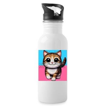 cat - Water bottle with straw - white - Right