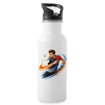 Tischtennis Shirt Spin Topspin Ping Pong - Trinkflasche mit integriertem Trinkhalm - Weiß - Rechts