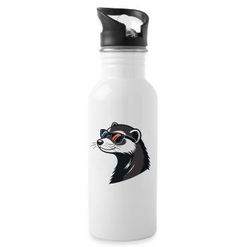 Stylish Ferret aus Profile – Retro-Brille - Trinkflasche mit integriertem Trinkhalm - Weiß - Rechts