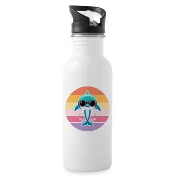 Pastel dolphin sunglasses - Water bottle with straw - white - Right