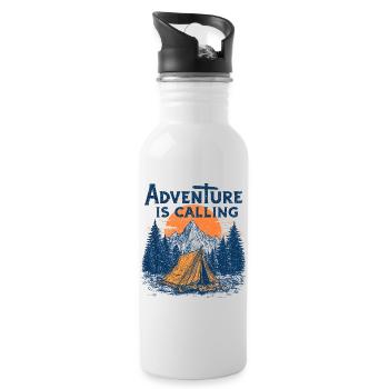 Camping Abenteuer Spruch Adventure appelle le camp - Gourde avec paille intégrée - blanc - Droite