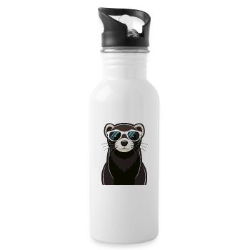Furet Cool avec Lunettes de Soleil - Gourde avec paille intégrée - blanc - Droite