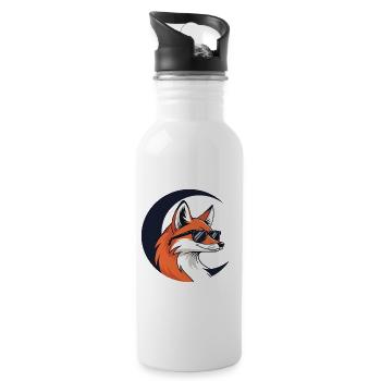 Lunar Fox in Sunglasses - Water bottle with straw - white - Right
