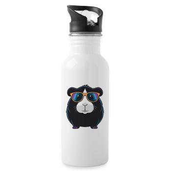 Meerschweinchen-Coole Gläser - Trinkflasche mit integriertem Trinkhalm - Weiß - Rechts