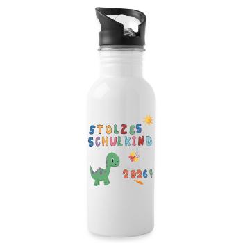 Stolzes Schulkind 2026  - Trinkflasche mit integriertem Trinkhalm - Weiß - Rechts