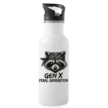 Raccoon Gen X Feral Generation - Water bottle with straw - white - Right