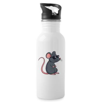 Ratten-Stilvolle Dunkle Brille - Trinkflasche mit integriertem Trinkhalm - Weiß - Rechts