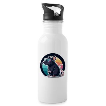 Retro Rainbow Bedtime Chic Maus - Trinkflasche mit integriertem Trinkhalm - Weiß - Rechts