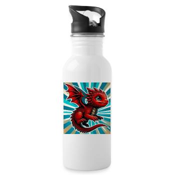 dragon - Water bottle with straw - white - Right