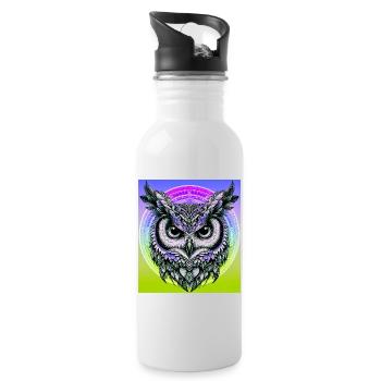 hibou - Gourde avec paille intégrée - blanc - Droite