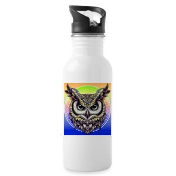 Eule - Trinkflasche mit integriertem Trinkhalm - Weiß - Rechts
