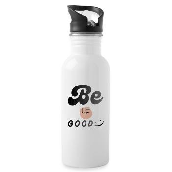 Be Good Fist Logo Retro Vibe - Water bottle with straw - white - Right