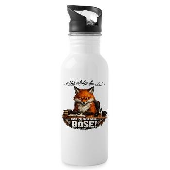 Ich erledige das aber ich gucke dabei böse - Trinkflasche mit integriertem Trinkhalm - Weiß - Rechts