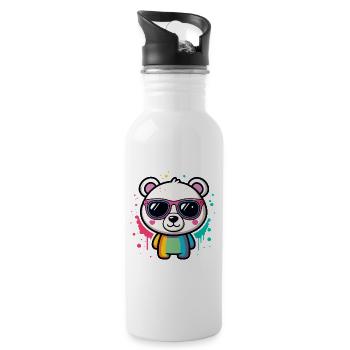 Regenbogenpanda-Brille - Trinkflasche mit integriertem Trinkhalm - Weiß - Rechts