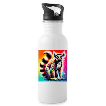 Lemur - Trinkflasche mit integriertem Trinkhalm - Weiß - Rechts