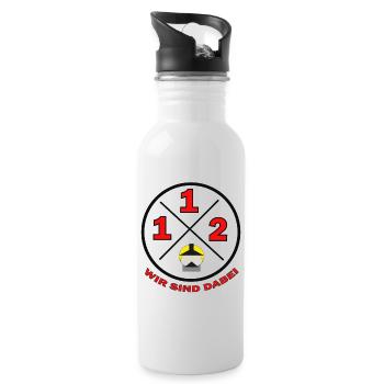 112-Wir sind dabei Kreislogo mit Text - Feuerwehr - Trinkflasche mit integriertem Trinkhalm - Weiß - Rechts