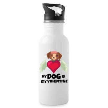 Cute Angel Dog Heart – Puppy Love Wings - Water bottle with straw - white - Right