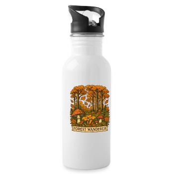 Waldwanderer Herbstpfad - Trinkflasche mit integriertem Trinkhalm - Weiß - Rechts
