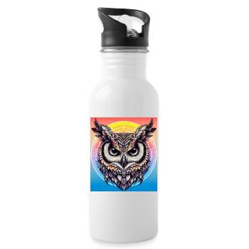 hibou - Gourde avec paille intégrée - blanc - Droite