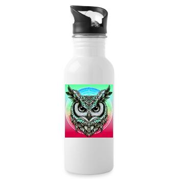 hibou - Gourde avec paille intégrée - blanc - Droite