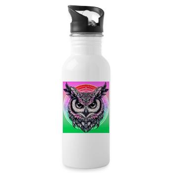 hibou - Gourde avec paille intégrée - blanc - Droite