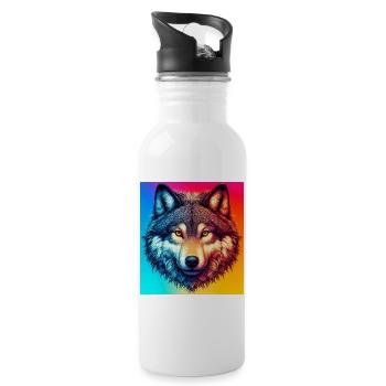 Wolf - Trinkflasche mit integriertem Trinkhalm - Weiß - Rechts