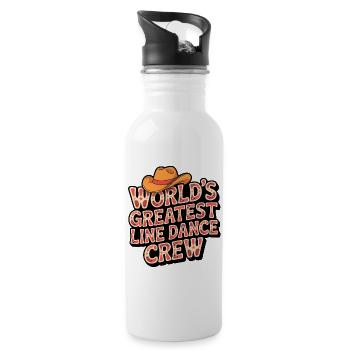 Worlds Greatest Line Dance Crew - Trinkflasche mit integriertem Trinkhalm - Weiß - Rechts