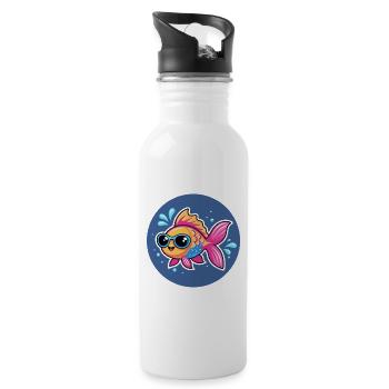 Poisson lunettes soleil vif - Gourde avec paille intégrée - blanc - Droite