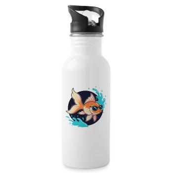 Retro Golden Fish Glasses - Water bottle with straw - white - Right