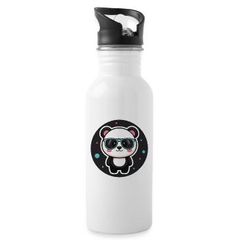 Kawaii schicke Panda-Pastell-Retro-Brille - Trinkflasche mit integriertem Trinkhalm - Weiß - Rechts