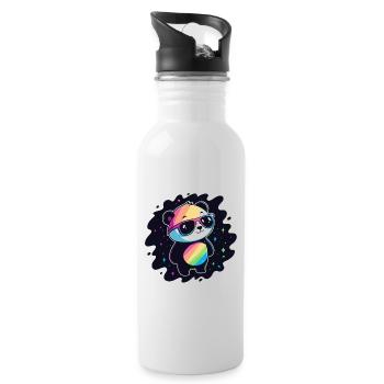 Panda Rainbow Galaxy Coole Brillen - Trinkflasche mit integriertem Trinkhalm - Weiß - Rechts