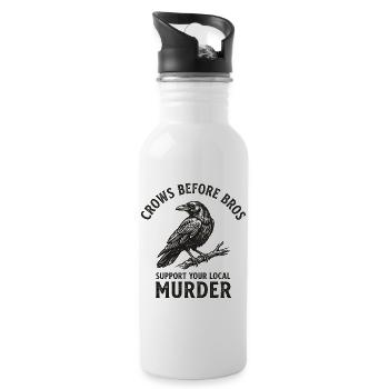 Crows Before Brothers – Support Your Local Mordk - Water bottle with straw - white - Right