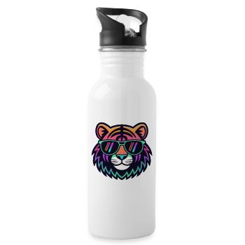 Tiger-Neon-Sonnenbrillen - Trinkflasche mit integriertem Trinkhalm - Weiß - Rechts