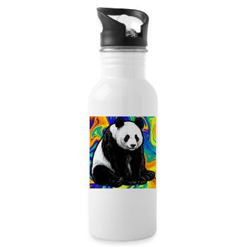 Panda - Trinkflasche mit integriertem Trinkhalm - Weiß - Rechts