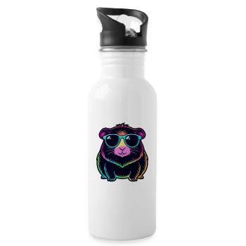 Neon-Regenbogen-Hamsterbrille - Trinkflasche mit integriertem Trinkhalm - Weiß - Rechts