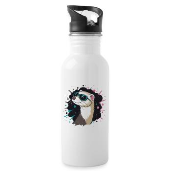 Summer otter blue glasses - Water bottle with straw - white - Right