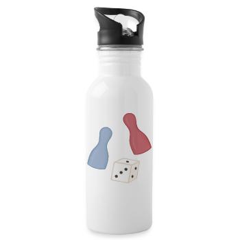 Pastell Würfel & Pinnen-Design - Trinkflasche mit integriertem Trinkhalm - Weiß - Rechts