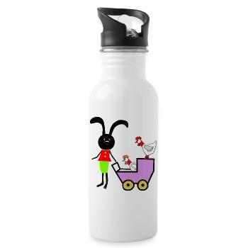 Rabbit Bunny Easter Chickens Kids - Water bottle with straw - white - Right