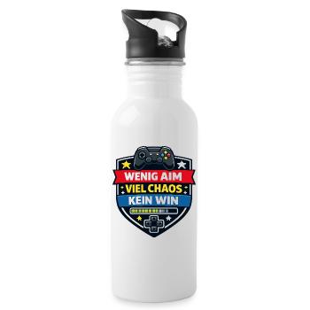 Wenig Aim Viel Chaos Kein Win - Trinkflasche mit integriertem Trinkhalm - Weiß - Rechts