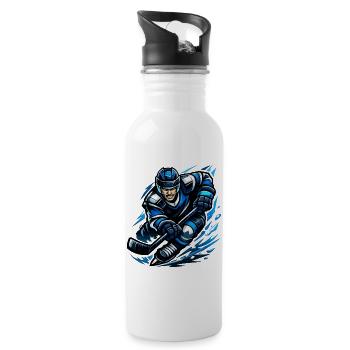 Blitzender Eishockeyspieler - Water bottle with straw - white - Right