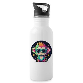 Neon-Affen-Pop-Gläser - Trinkflasche mit integriertem Trinkhalm - Weiß - Rechts