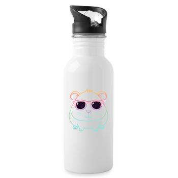 Guinea Pig Arc en Ciel Ligne et Lunettes - Gourde avec paille intégrée - blanc - Droite