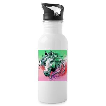 horse - Water bottle with straw - white - Right