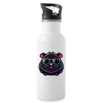 Hamster-Neon-Sonnenbrille - Trinkflasche mit integriertem Trinkhalm - Weiß - Rechts