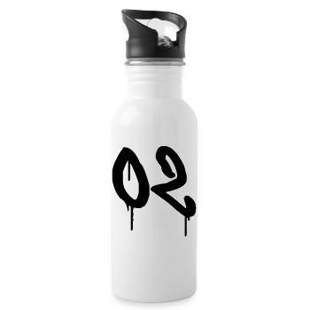 Nummer 02 Urbaner Graffiti-Stil - Trinkflasche mit integriertem Trinkhalm - Weiß - Rechts