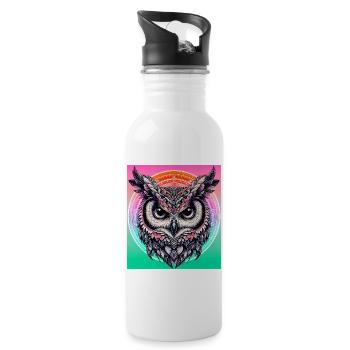 Eule - Trinkflasche mit integriertem Trinkhalm - Weiß - Rechts