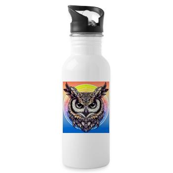 hibou - Gourde avec paille intégrée - blanc - Droite